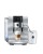 Ekspres Jura Z10 w kolorze Aluminium White, zaprezentowany od frontu ze szklanką kawy Latte Macchiato oraz białą chłodziarką cool control