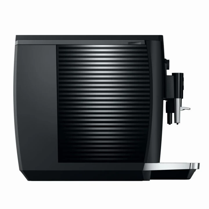 Ekspres Jura E4 EA w kolorze Piano Black, zaprezentowany widok na zbiornik wody ze wzorem w linie