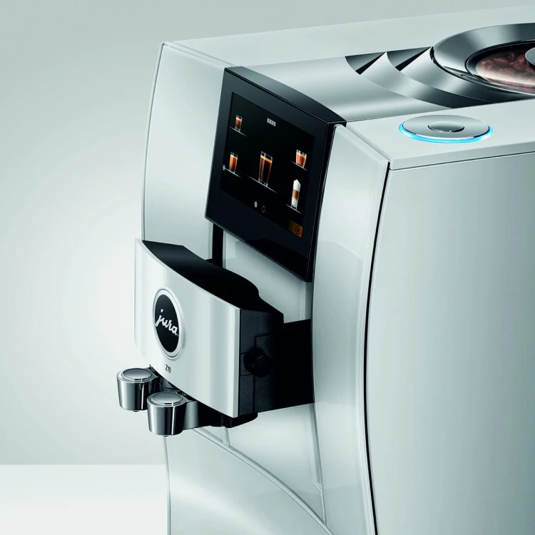 Ekspres Jura Z10 w kolorze Diamond White, widok ekspres z prawej strony z prezentacją Rotary switch