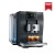 Ekspres Jura Z10 w kolorze alu dark inox, zaprezentowany od lewej strony, z widokiem na zbiornik wody oraz dwiema szklankami espresso