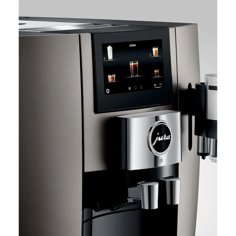 Ekspres Jura J8 w kolorze Midnight Silver,  prezentacja ekranu dotykowego