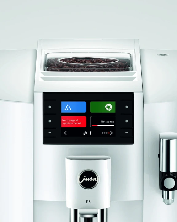 Ekspres Jura E8 EC w kolorze Piano White, prezentacja menu konserwacji