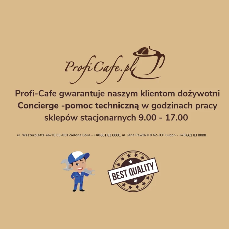ProfiCafe świadczy usługę dożywotniego wsparcia technicznego do każdego zakupionego ekspresu Jura