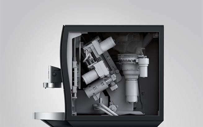 Widok na wnętrze ekspresu Jura Z10 EB Aluminium Black
